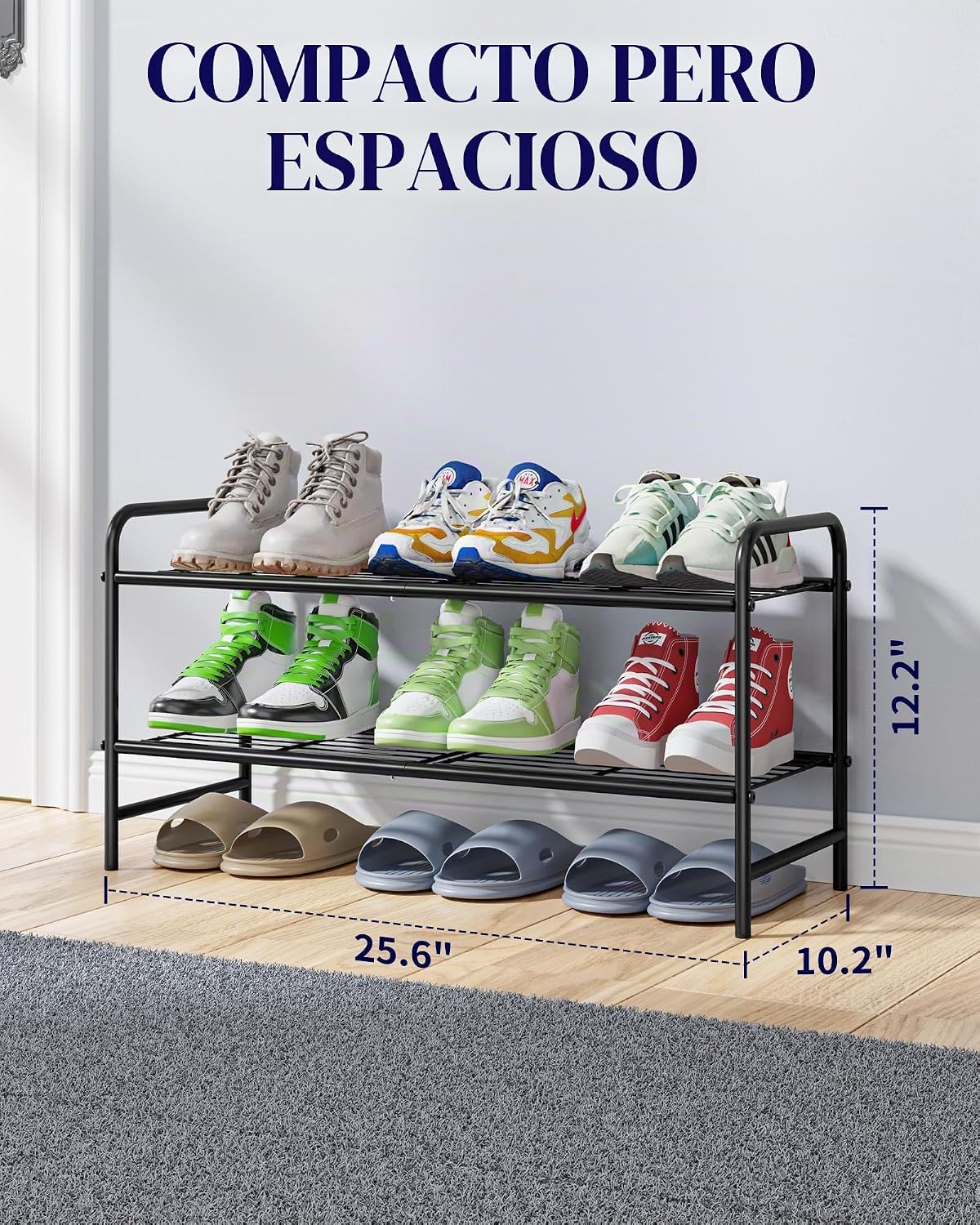 Kitsure Organizador de zapatos de acero inoxidable, 25.6" de ancho...