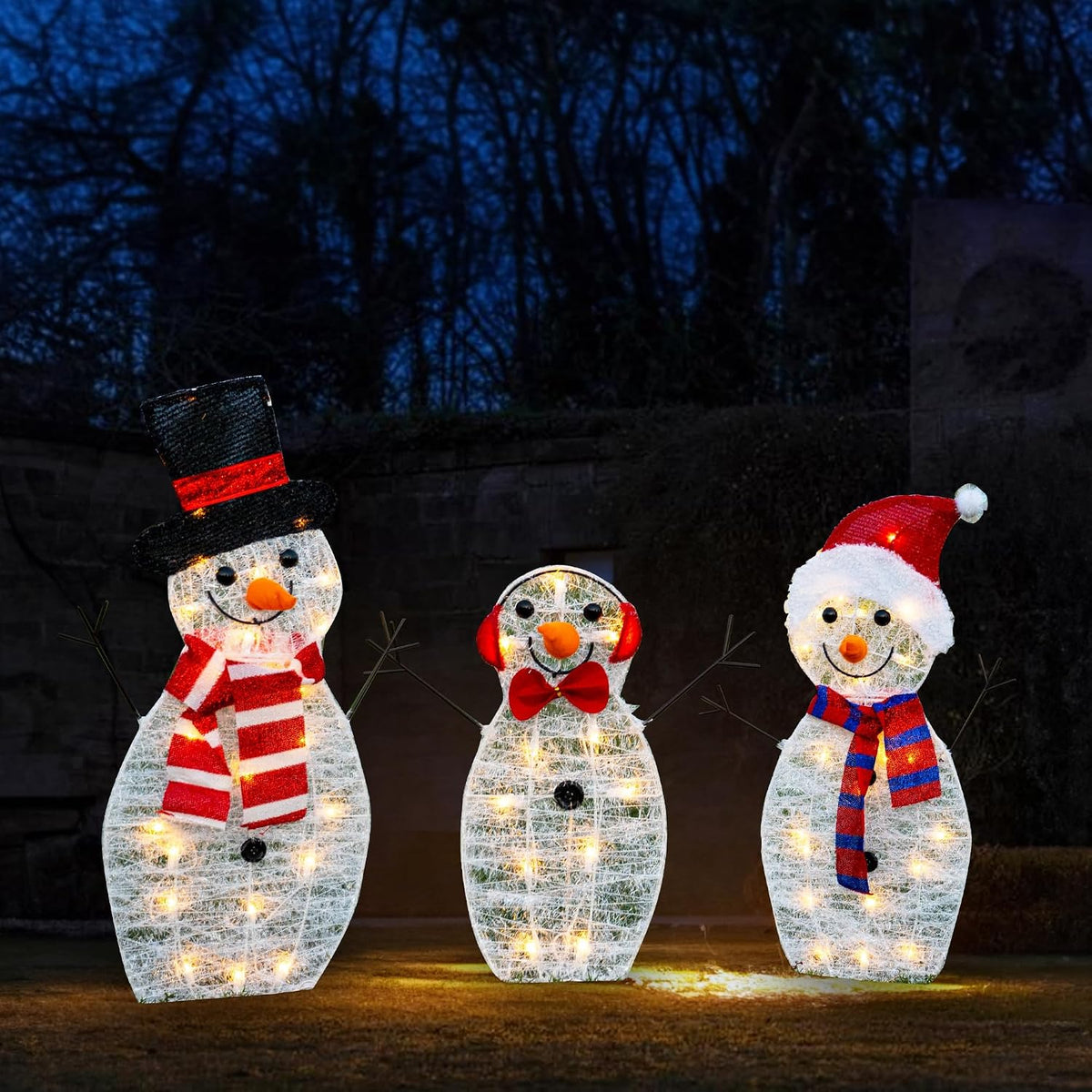 Decoración de muñeco de nieve iluminado brillante para exteriores |...