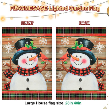 Bandera de jardín iluminada de muñeco de nieve para decoración al a...
