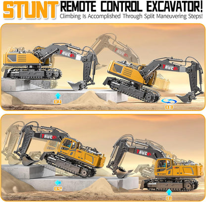 BLUEYAK - Excavadora de juguete a control remoto para niños, 17 can...