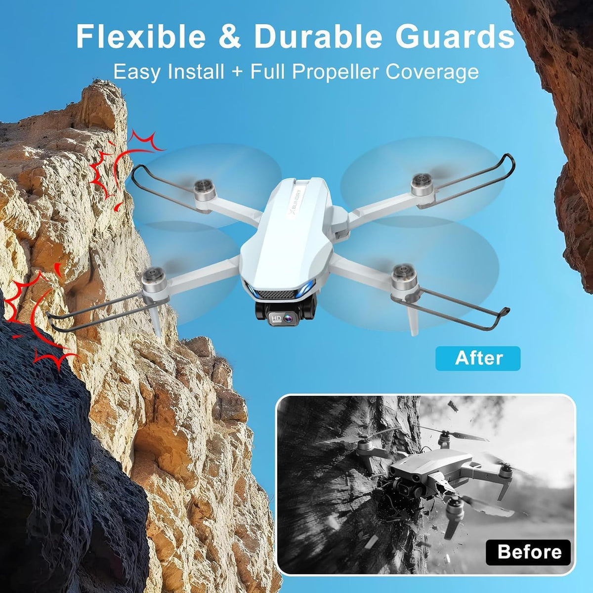 Drone 2K con cámara para adultos y principiantes, mini dron con 2 b...
