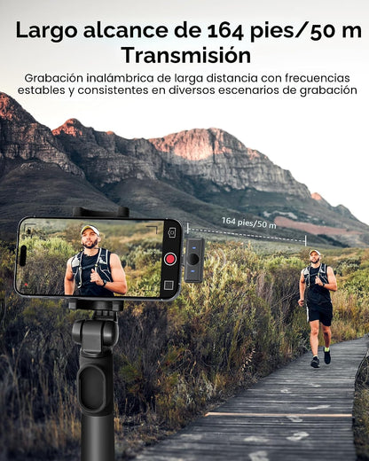 Micrófono inalámbrico Lavalier para iPhone iPad Android con estuche...