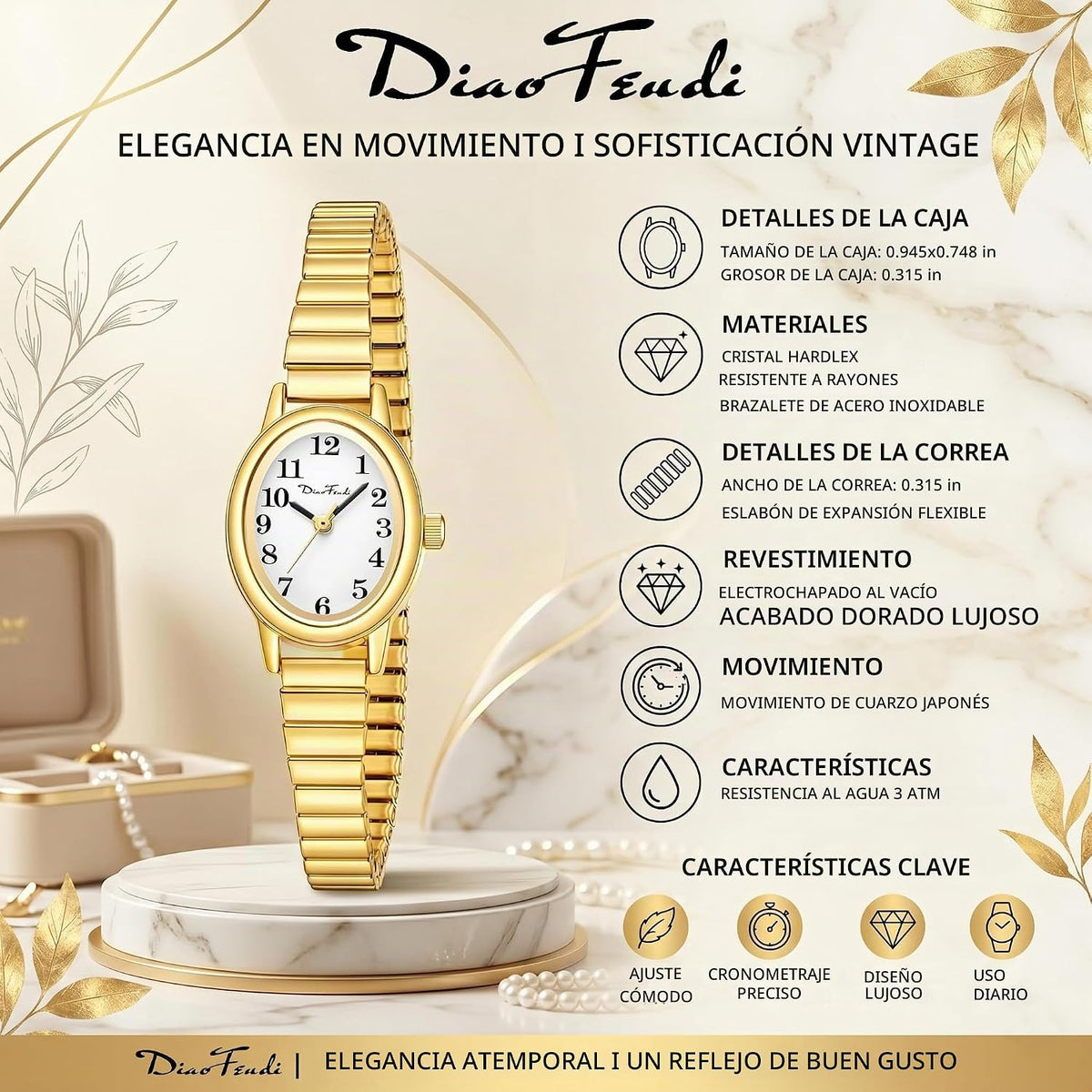 Diaofendi Reloj Pequeño de Lectura Fácil para Mujer, Reloj Analógic...