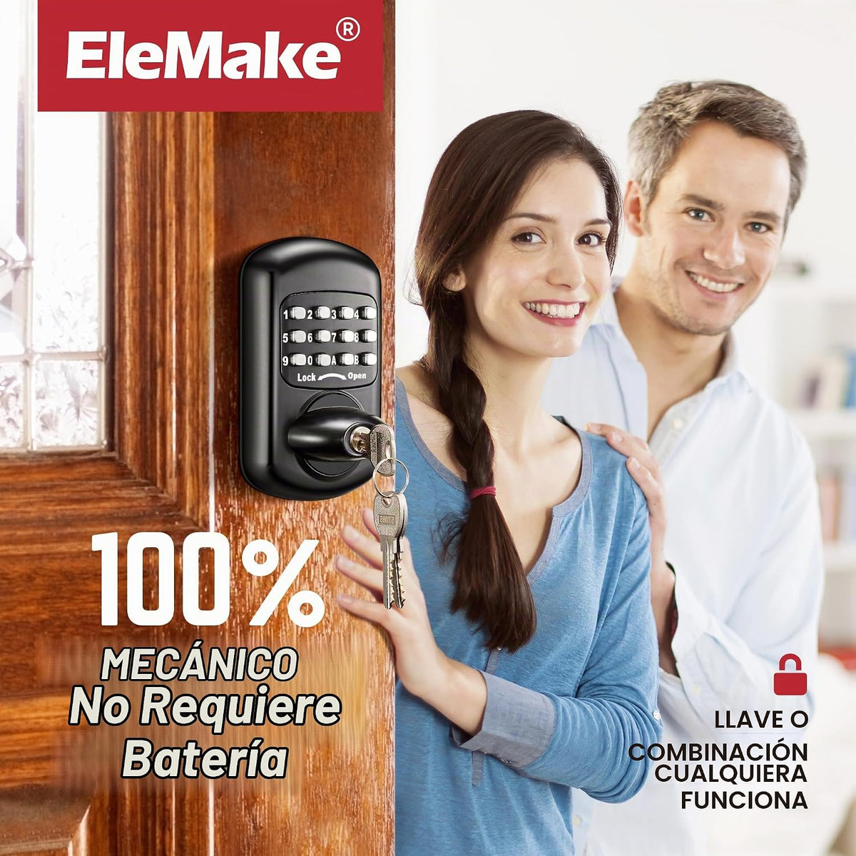 Cerradura de puerta digital y mecánica para teclado de entrada sin...