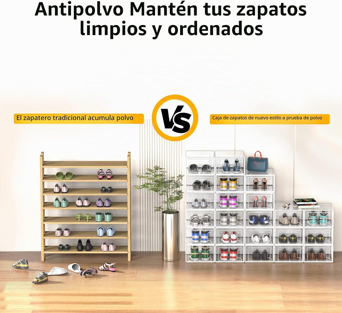 Paquete de 12 cajas de almacenamiento de zapatos apilables de plást...