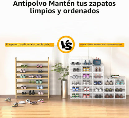 Paquete de 12 cajas de almacenamiento de zapatos apilables de plást...