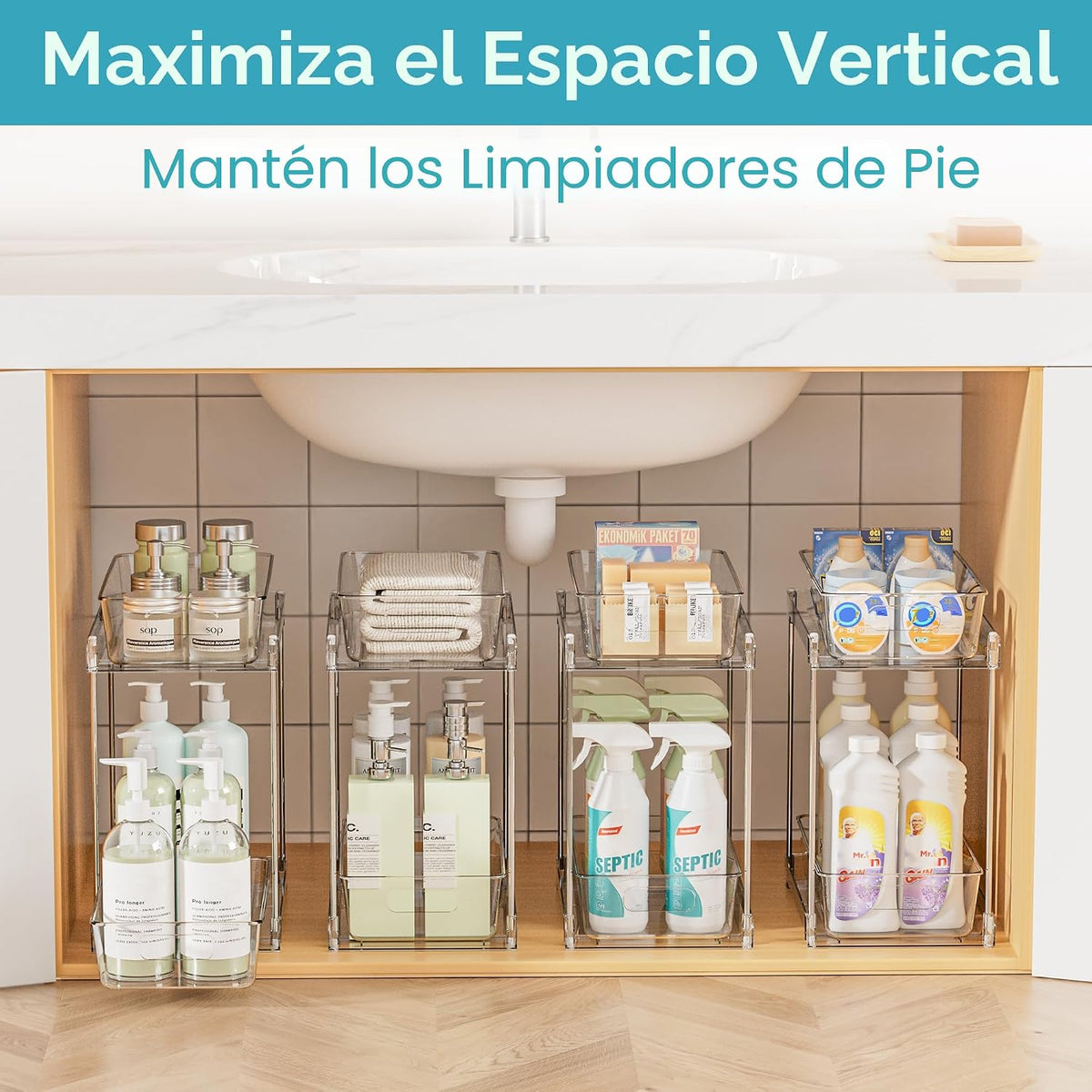 Vtopmart Paquete de 4 organizadores extraíbles más altos para debaj...