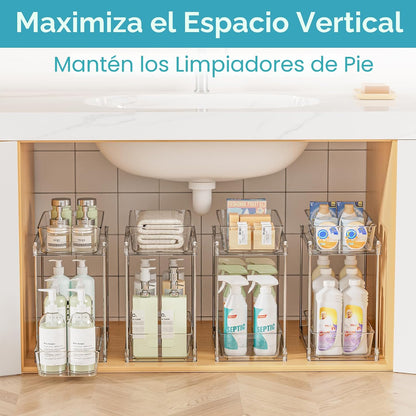Vtopmart Paquete de 4 organizadores extraíbles más altos para debaj...