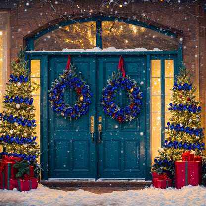 Yuxung - 2 guirnaldas de bolas de Navidad de 6 pies, color azul mar...