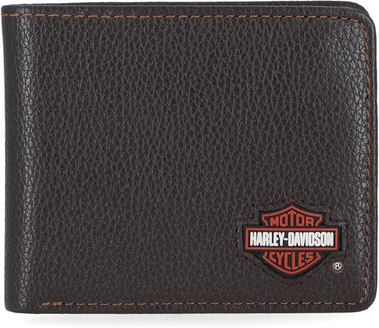 Harley-Davidson Cartera de cuero genuino con bloqueo RFID para homb...