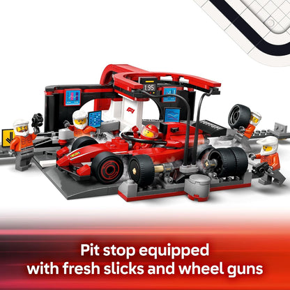 LEGO City F1 Pit Stop &amp; Pit Crew con juguete de coche Ferrari \...