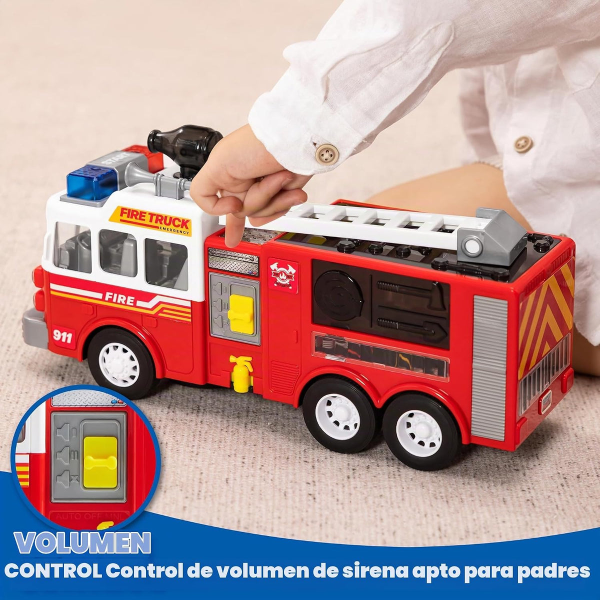 JOYIN - Camión de bomberos LED de juguete - Proyecciones LED y sire...