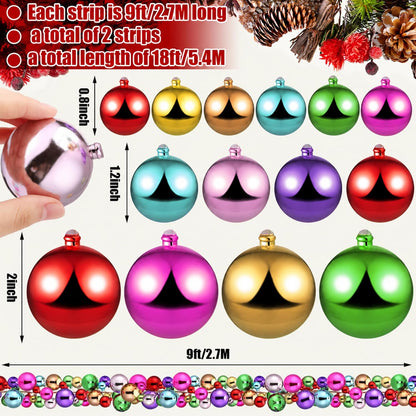 Yuxung 2 guirnaldas de bolas de Navidad de 9 pies, adornos de bolas...