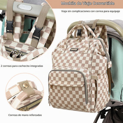 GAIVP mochila de pañales para bebe, café a cuadros, Mochila para pa...