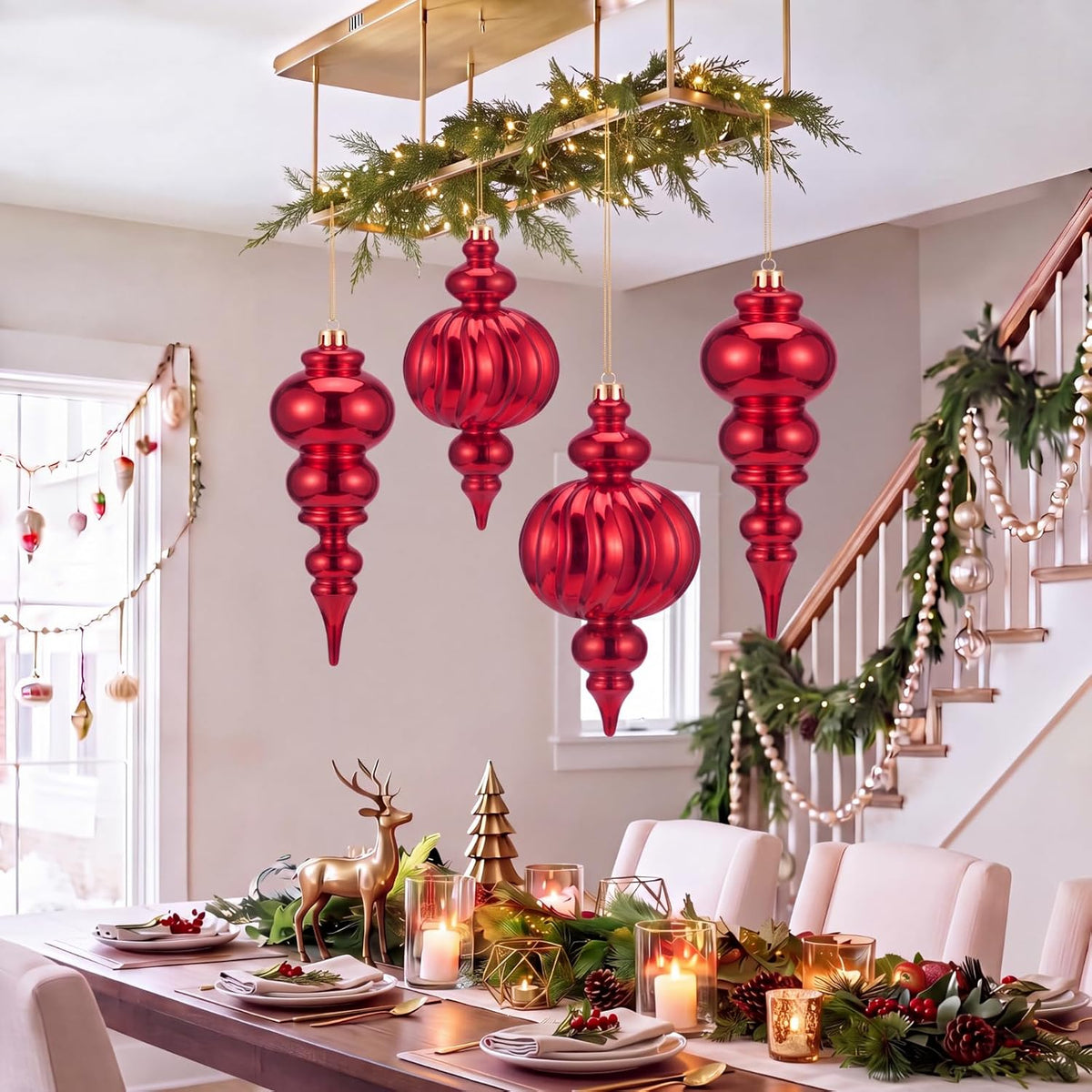 4 adornos grandes de Navidad para porche de 10.3 pulgadas, decoraci...