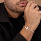 M MOOHAM Pulsera de cruz chapada en oro\/plata de 14 quilates para...