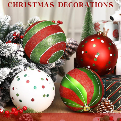 Tigeen - 4 adornos de bolas de Navidad grandes de 6 pulgadas para |...
