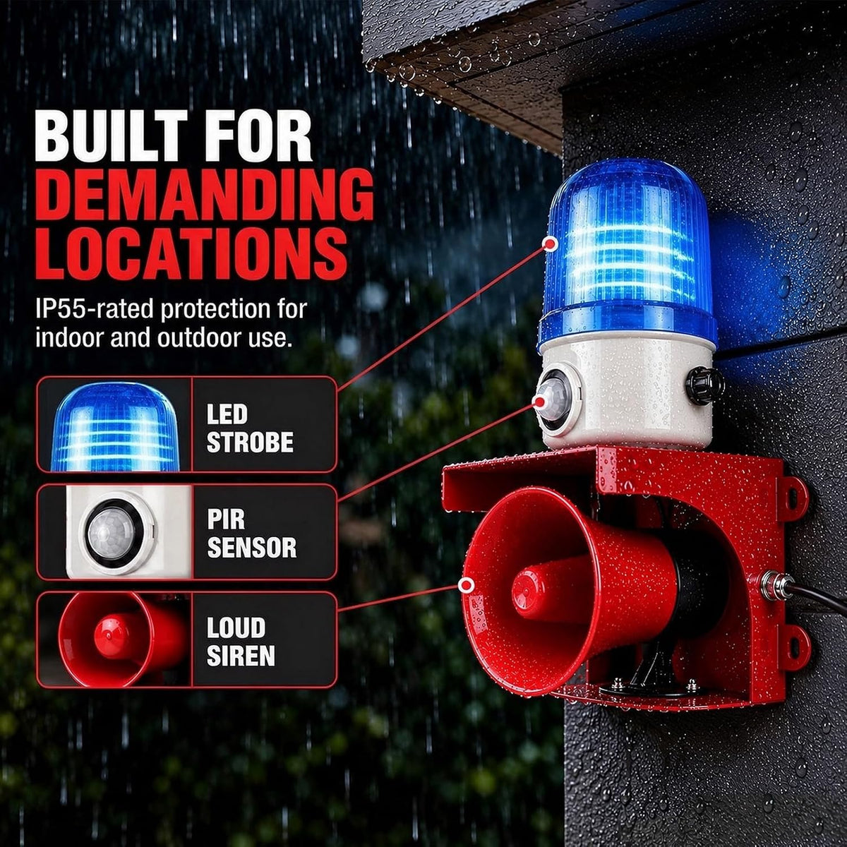Alarma con sensor de movimiento AC110V con detección humana, sirena...