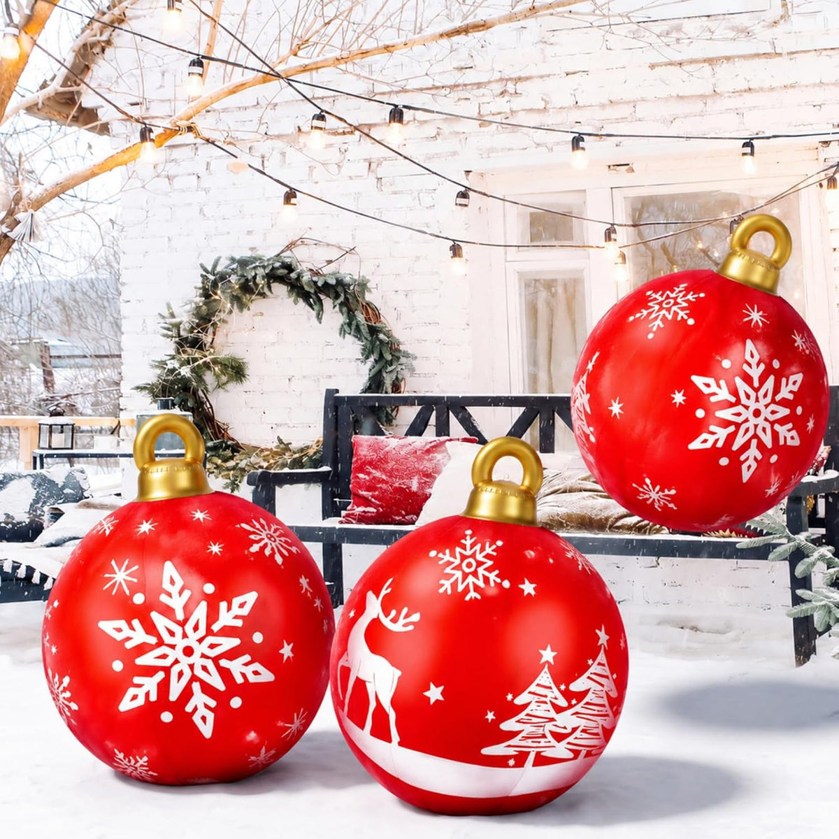 Jetec 2 bolas inflables gigantes de Navidad de 32 pulgadas, alce ro...
