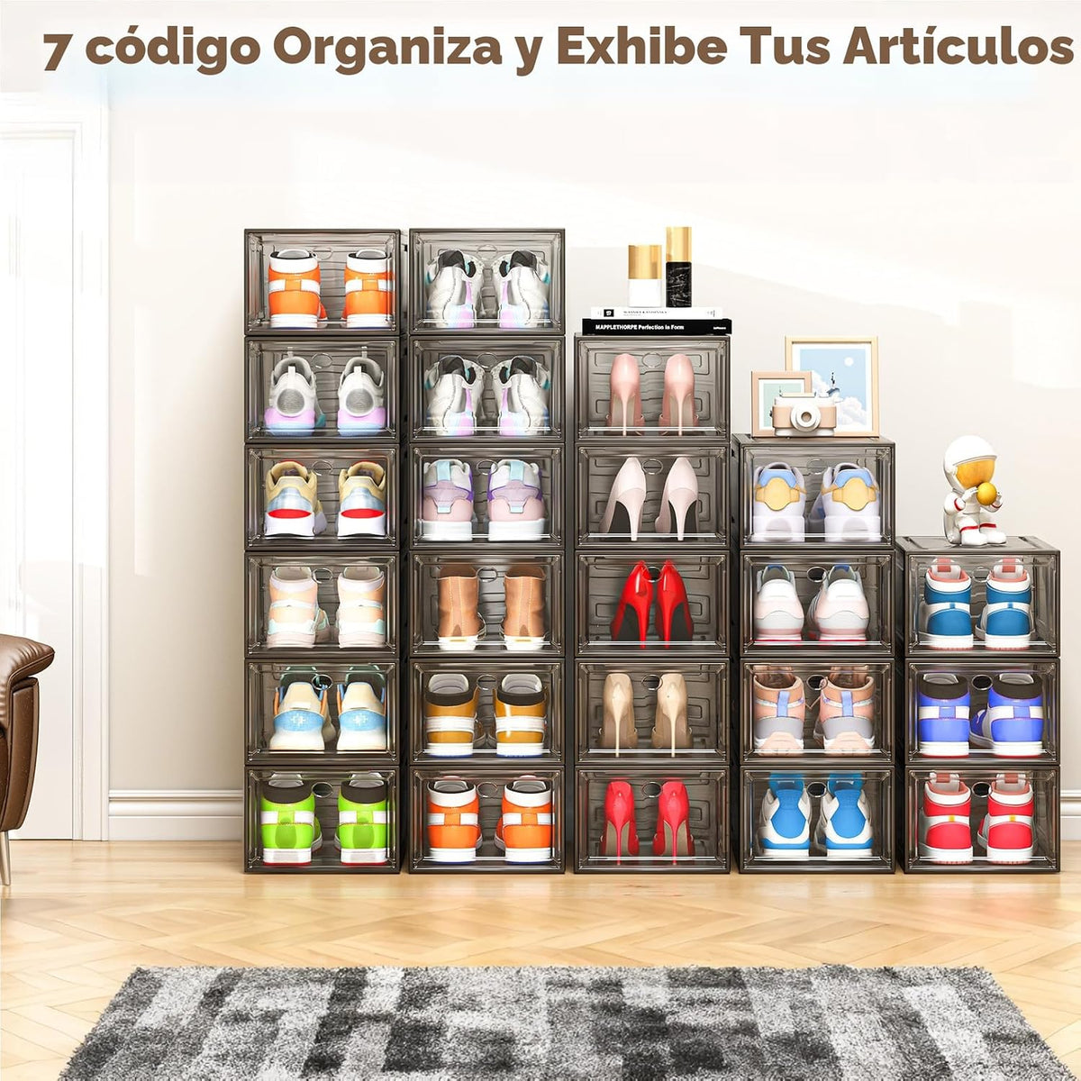 Paquete de 12 organizadores de zapatos, cajas de almacenamiento api...