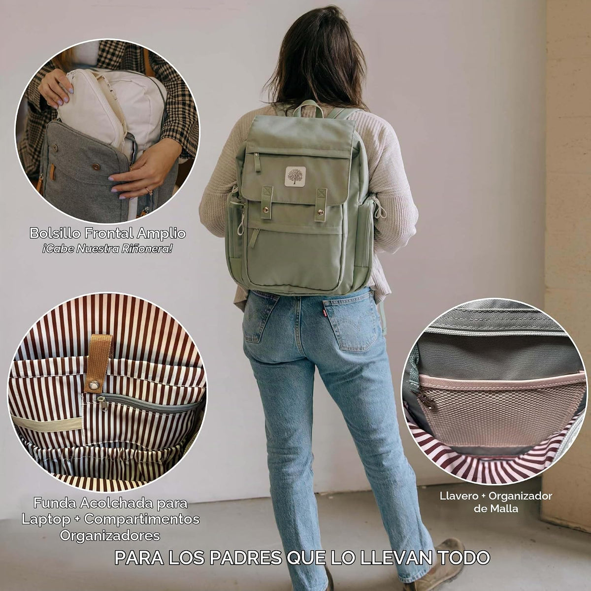 Parker Baby Co. - Mochila para pañales con cambiador, color salvia...