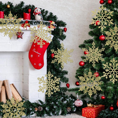12 adornos grandes de copos de nieve de Navidad, adornos de copos d...