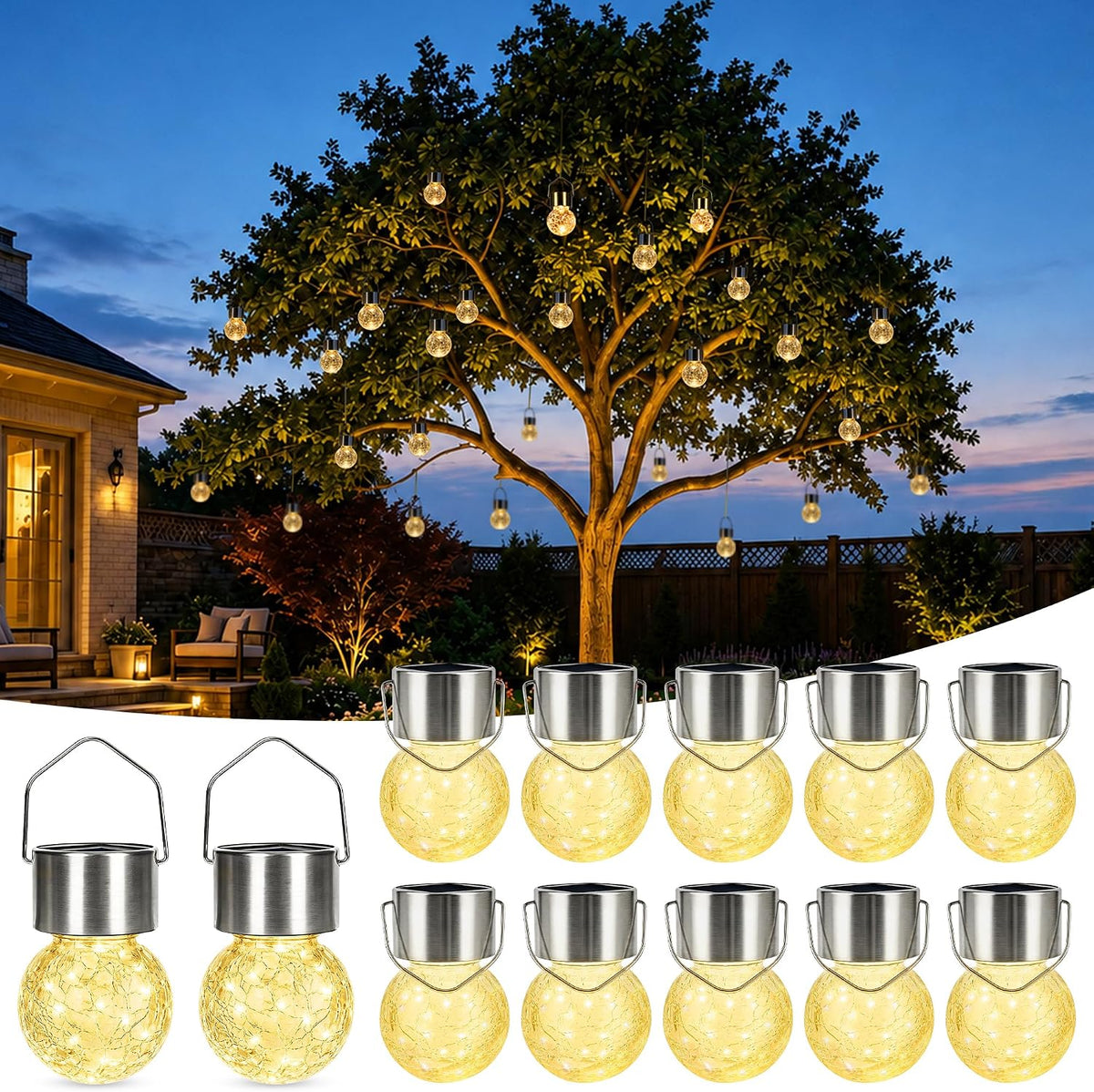 GIGALUMI Luces solares al aire libre colgante linterna decoración d...