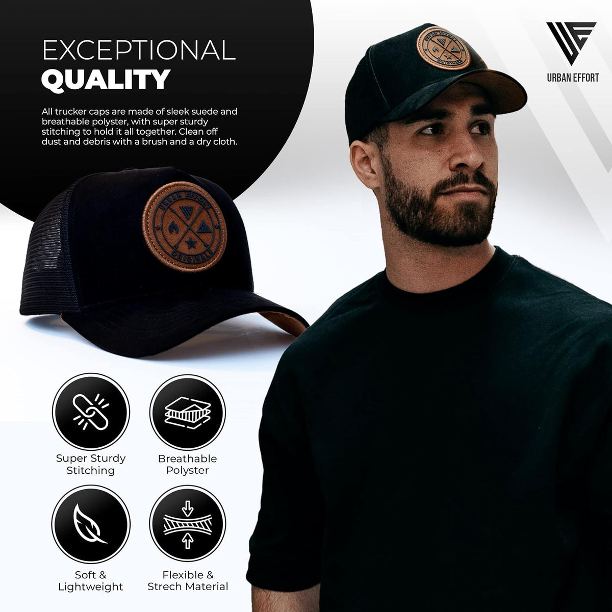 Urban Effort Trucker Hat para hombre – Gorra de béisbol con parte t...
