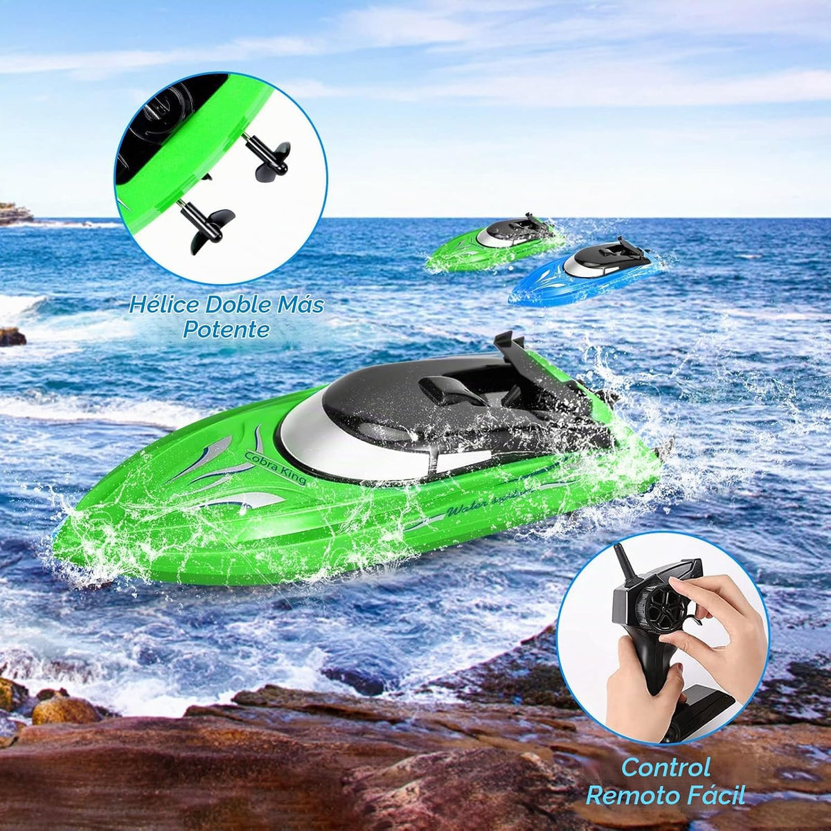 Lumiparty Paquete de 2 botes a control remoto, barcos de control re...