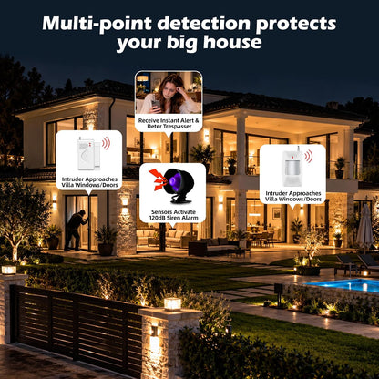 Kit de sistema de alarma de seguridad WiFi, inalámbrico de 120 db,...
