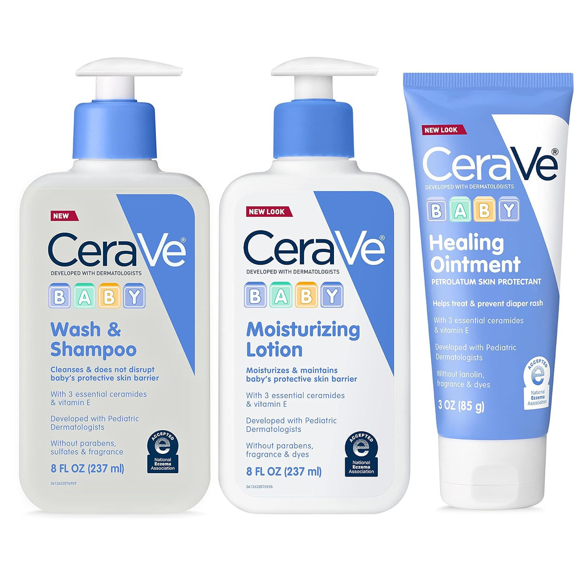 CeraVe Juego de baño para bebé, lavado y champú de 8 onzas + loción...