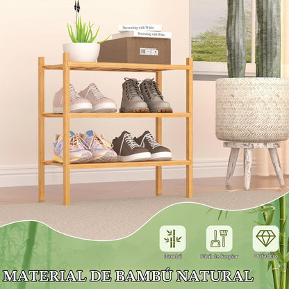 ROMGUAR CRAFT Zapatero pequeño de bambú de 3 niveles, estante de za...