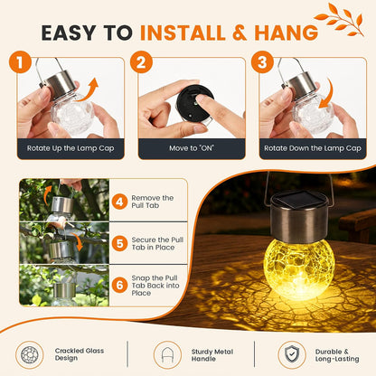 GIGALUMI Luces solares al aire libre colgante linterna decoración d...