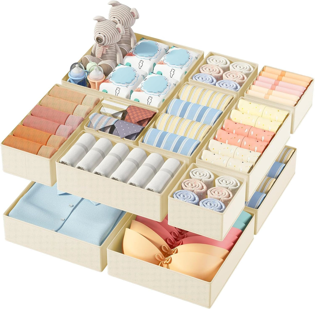 DIMJ Organizador de cajones para almacenamiento de ropa, paquete de...