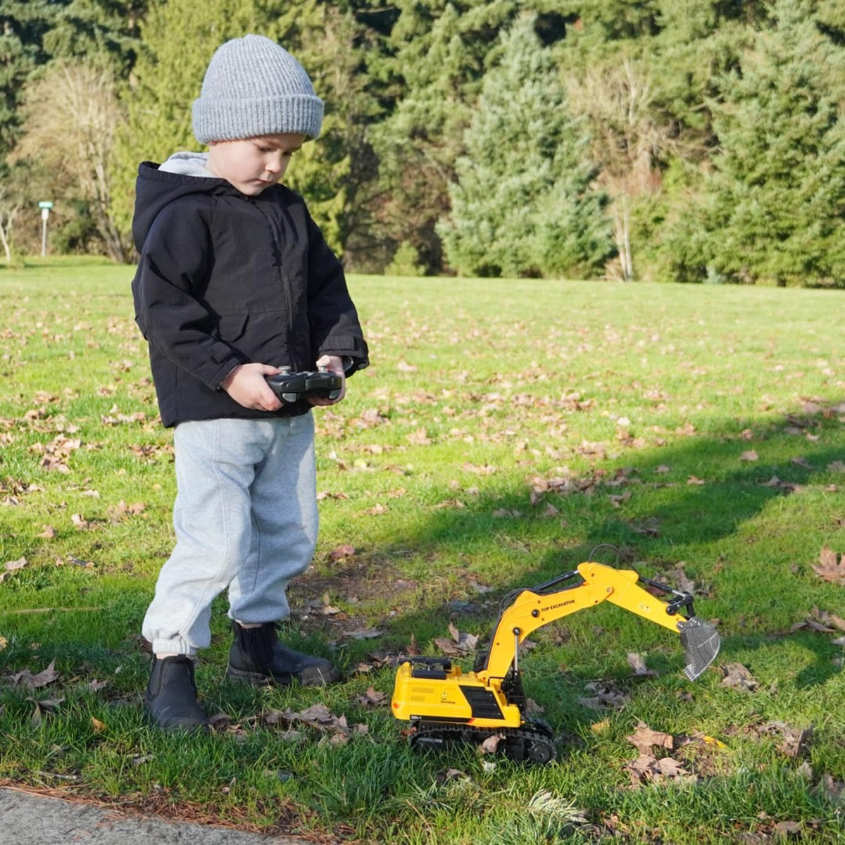 Juguete de excavadora RC de 18.1 pulgadas para niños, vehículo de c...