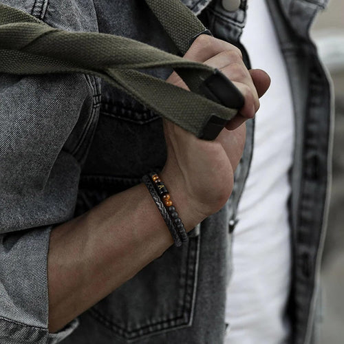 LUXEJEW Regalos para Hombres – Pulsera para Hombre, Pulsera con Ini...