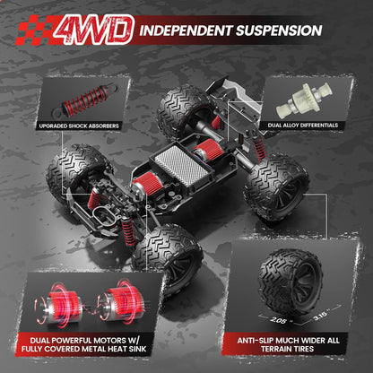 DEERC 9500E Coche RC todo terreno a escala 1:16, camión RC 4x4 de a...