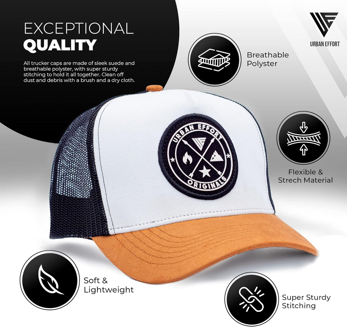 Urban Effort Trucker Hat para hombre – Gorra de béisbol con parte t...