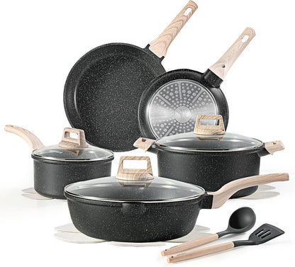 CAROTE - Juego de utensilios de cocina antiadherentes, ollas y sart...