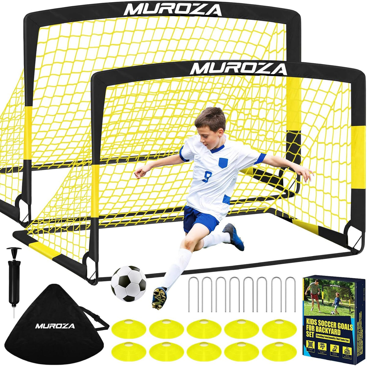 Portería de fútbol, juego de porterías de fútbol para niños para pa...