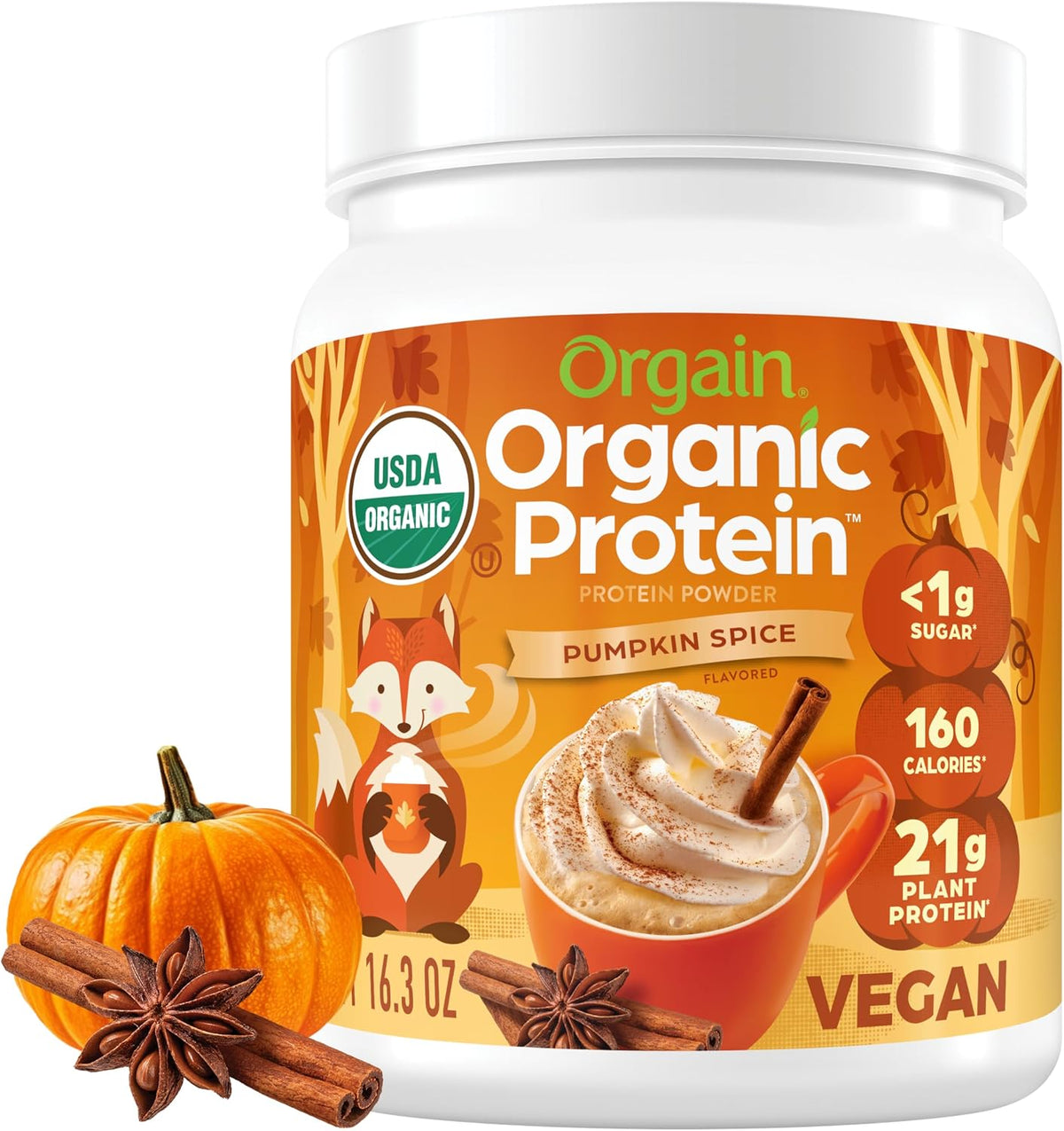Orgain Proteína en polvo vegana orgánica de 0.74 oz, especias de ca...