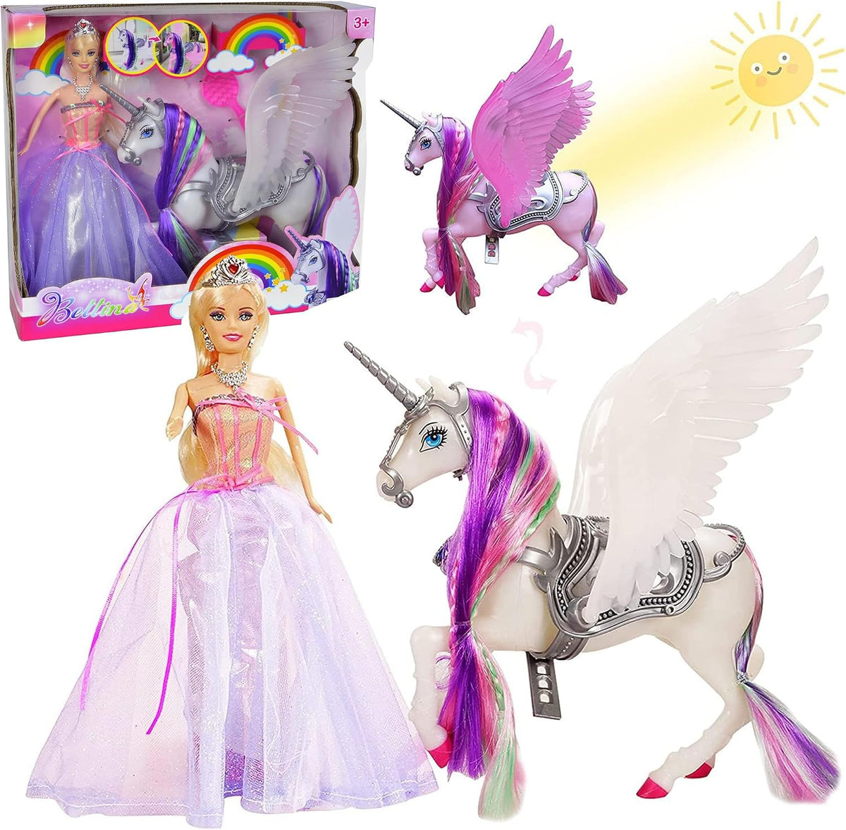 Bettina Muñeca de princesa de unicornio y cuento de hadas que cambi...