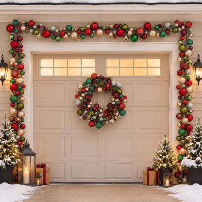 Yuxung 2 guirnaldas decorativas de bolas de Navidad de 6 pies, retr...