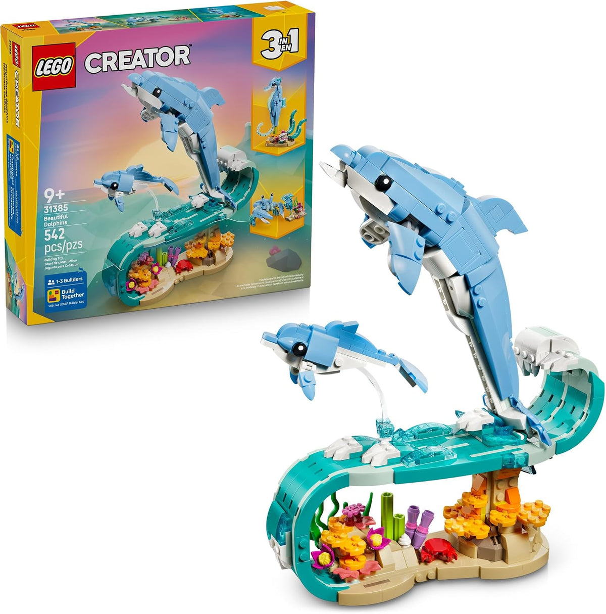 LEGO Creator 3 en 1 Animales marinos: hermosos delfines 31385 | Jug...