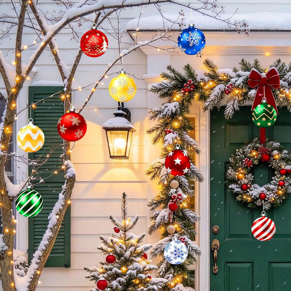 10 piezas de decoraciones navideñas colgantes para exteriores, rojo...