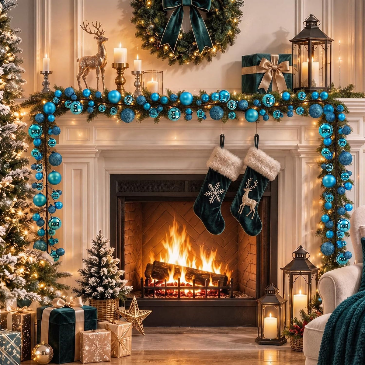 Yuxung 2 guirnaldas de bolas de Navidad de 6 pies, adornos de bolas...