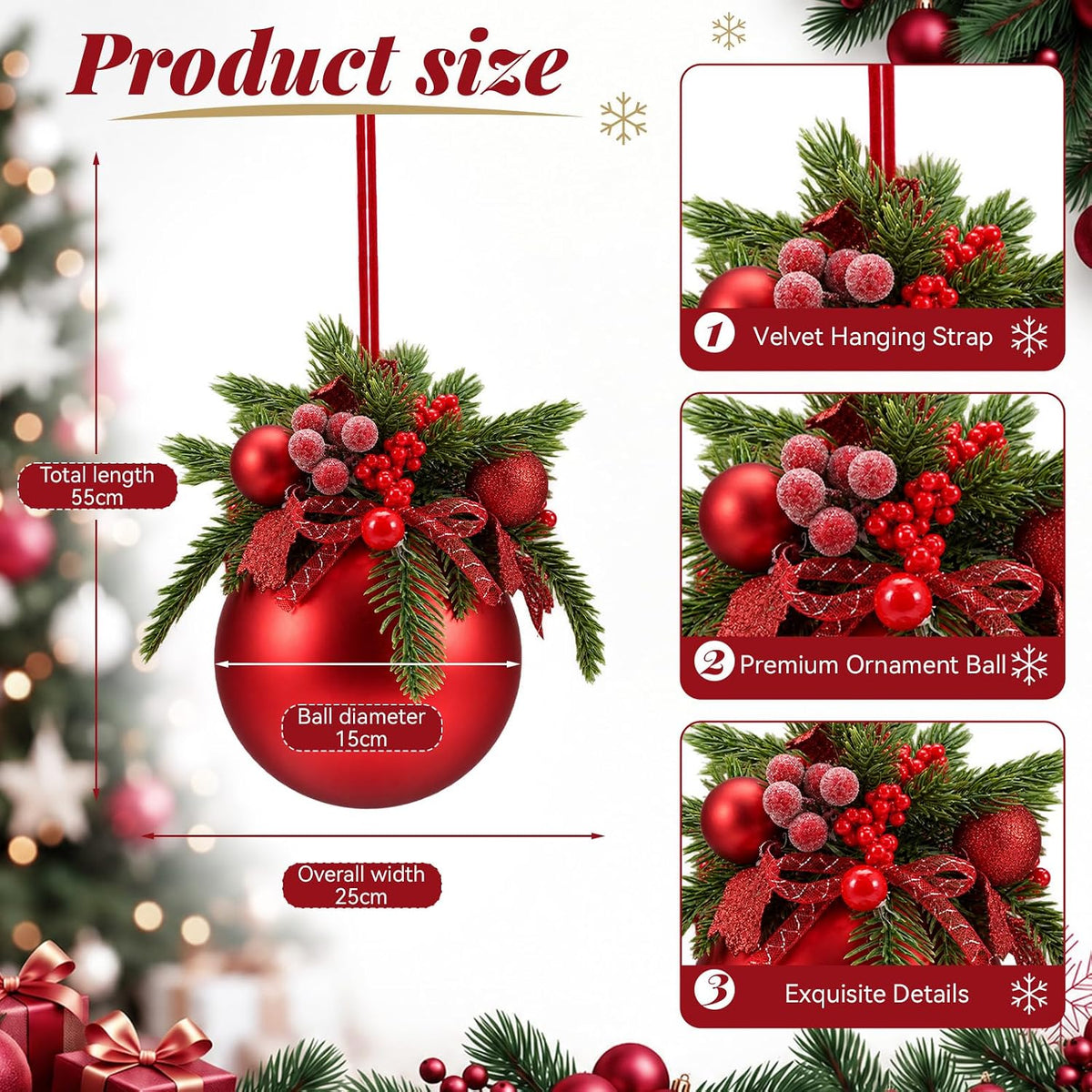 Foilswirl 2 adornos de bola de Navidad grandes de 10 pulgadas para...