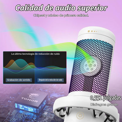 TONOR Micrófono para juegos, micrófono de PC RGB, micrófono USB de...