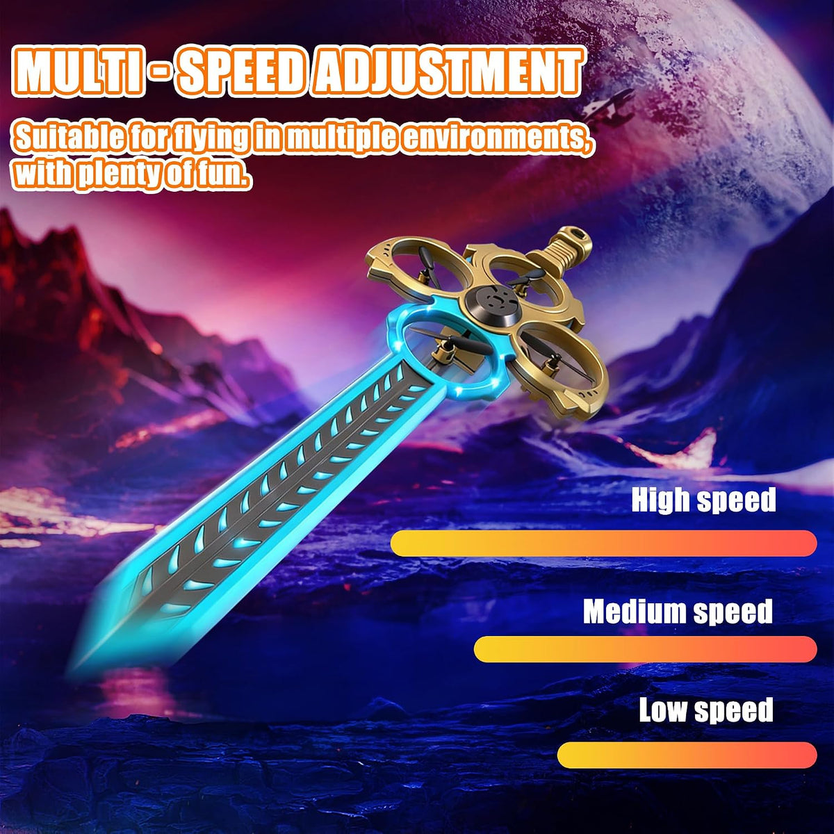 Virellia Drone RC con espada voladora mejorada con luces LED colori...