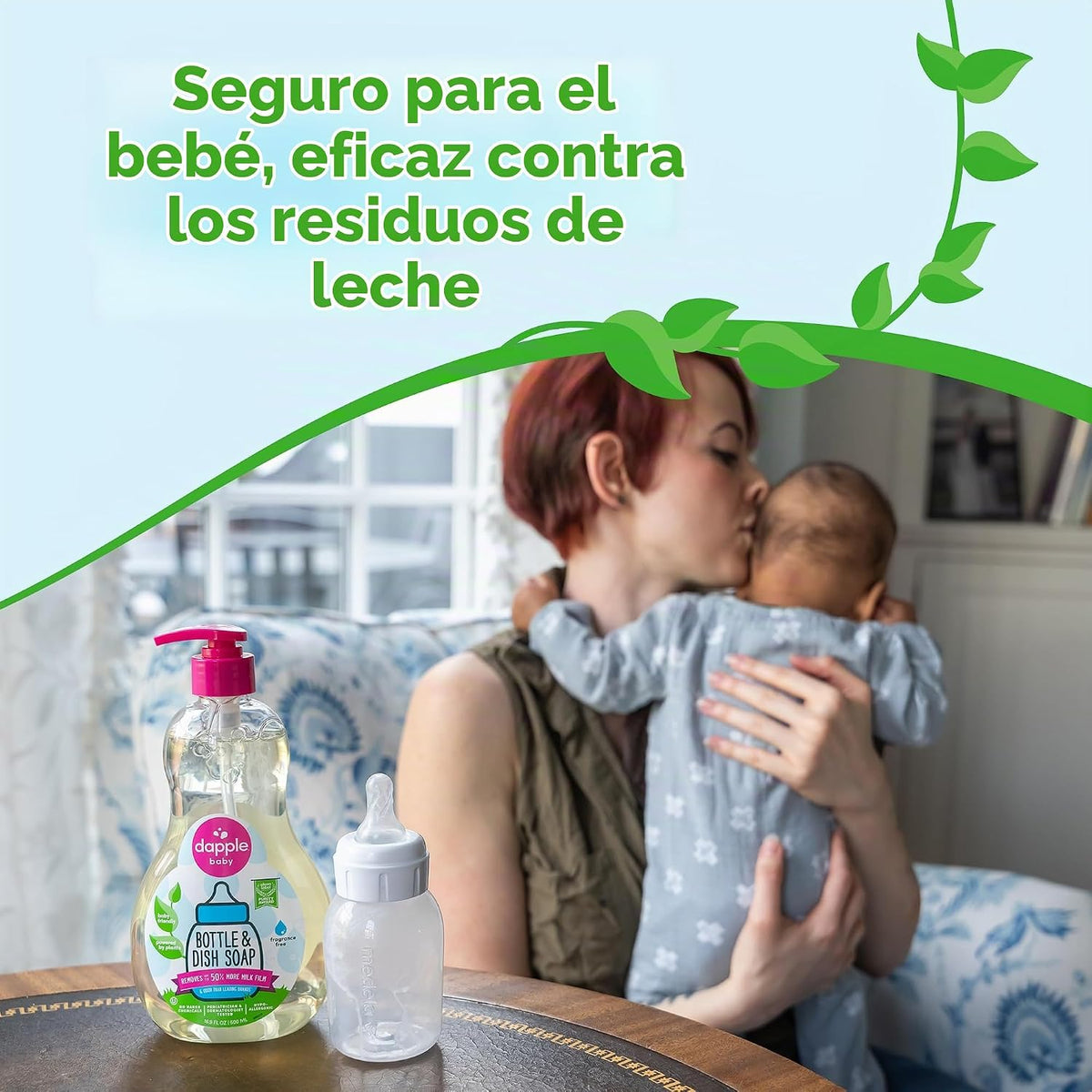 Dapple Baby - Jabón para botellas y platos sin fragancia, 3 onzas l...